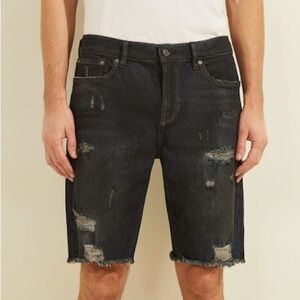 New GUESS Skinny fit denim shorts with jagged details SZ 31